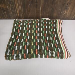 Vintage Crochet Afghan Throw Blanket – Retro Multicolor Pattern